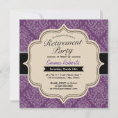 Invitations Classy Violet Damask Retraite Party (Devant)