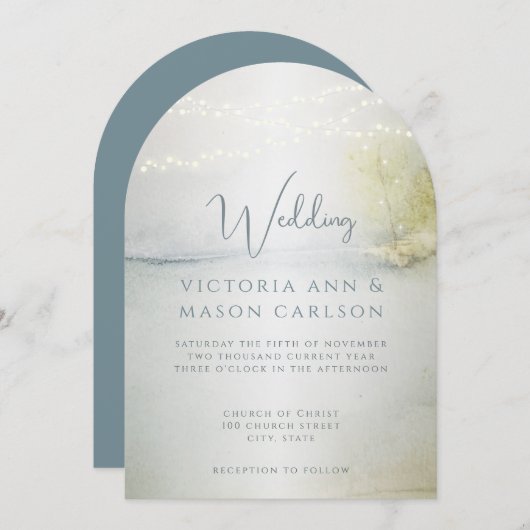 Invitations Coastal Chic Wedding (Devant / Derrière)