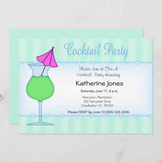 Invitations Cocktail Party. (Devant / Derrière)