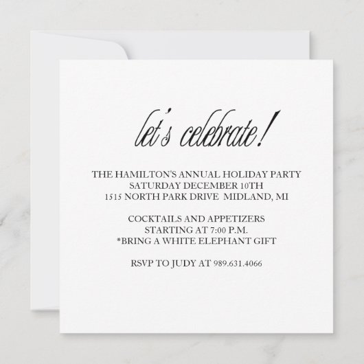Invitations Cocktail Party pour les fêtes (Dos)