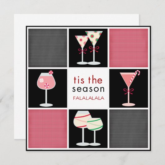Invitations Cocktail Party pour les fêtes (Devant / Derrière)