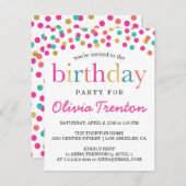 Invitations Colorées Confetti Anniversaire de enfa (Devant / Derrière)