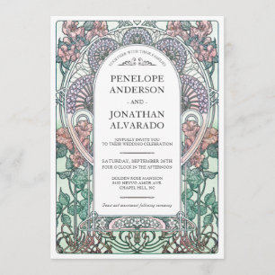 Invitations colorées de mariage de Nouveau d'art