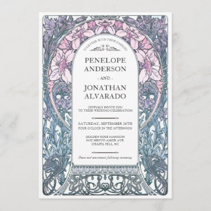 Invitations colorées de mariage de Nouveau d'art