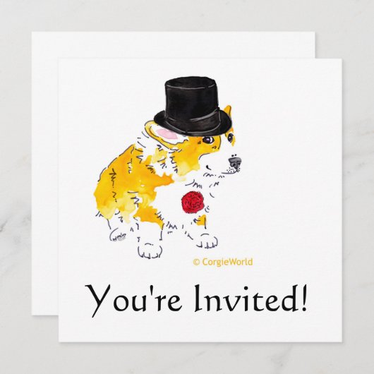 Invitations Corgi de chapeaux (Devant / Derrière)