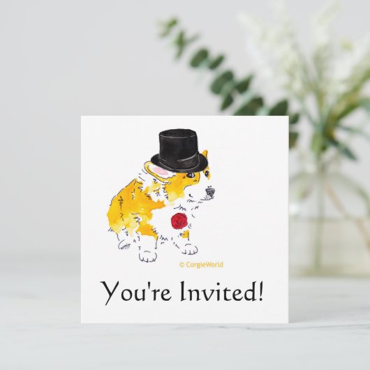 Invitations Corgi de chapeaux (Debout devant)