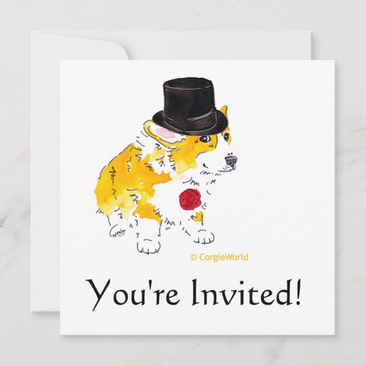 Invitations Corgi de chapeaux (Devant)