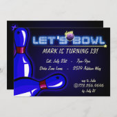 Invitations cosmiques de partie de bowling de (Devant / Derrière)