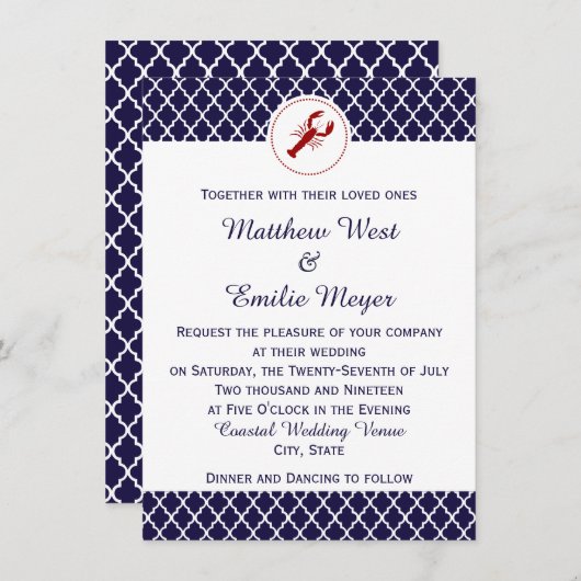 Invitations côtières de mariage de Quatrefoil (Devant / Derrière)