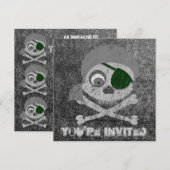 Invitations crâniennes de pirates gris en difficul (Devant / Derrière)