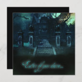 Invitations Créatives Halloween Maison Hantée Effr (Devant / Derrière)
