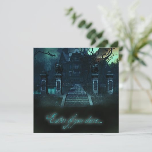 Invitations Créatives Halloween Maison Hantée Effr (Debout devant)