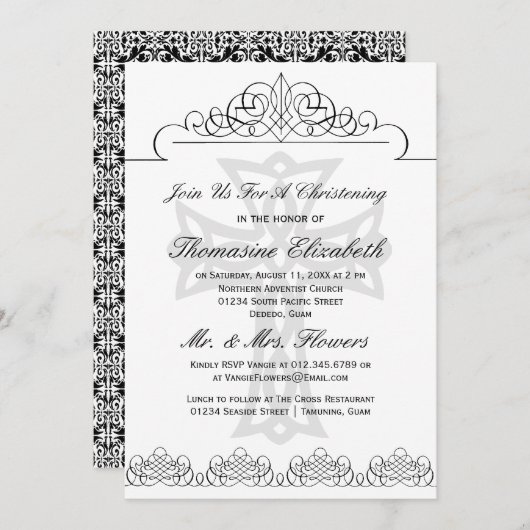 Invitations croisées de mots noirs et blancs (Devant / Derrière)