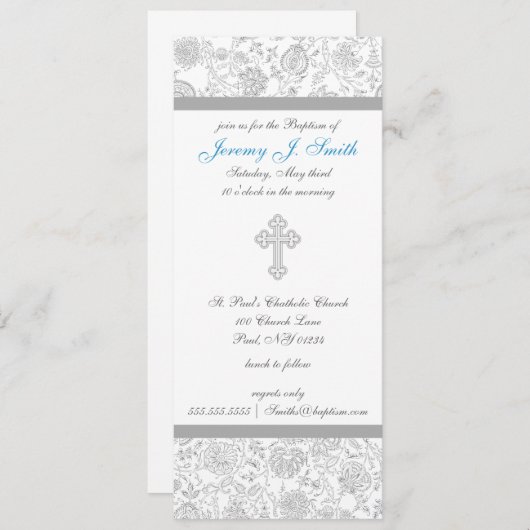 Invitations croisées élégantes de baptême de (Devant / Derrière)