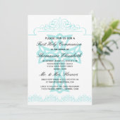 Invitations croisées Seafoam First Holy Communion (Debout devant)