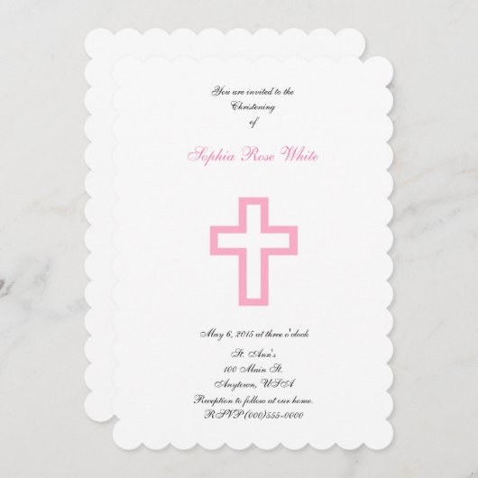 Invitations "Croix rose" (Devant / Derrière)