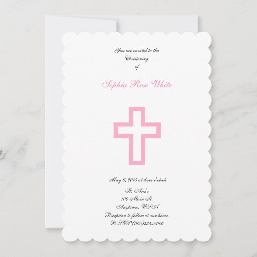 Invitations "Croix rose" (Devant)