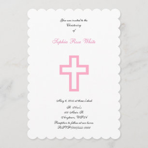 Invitations "Croix rose"