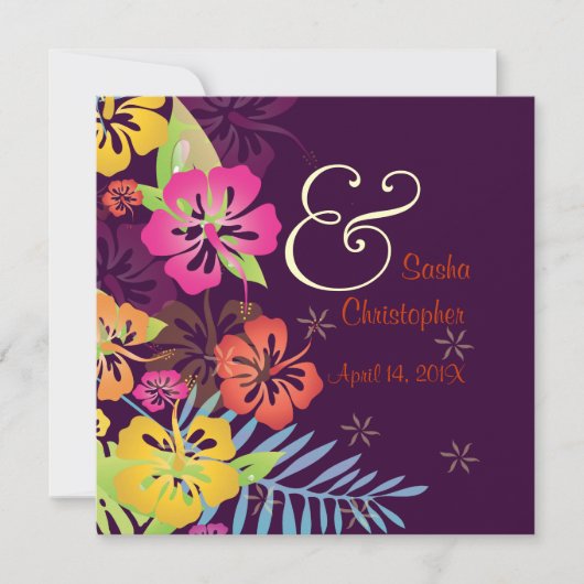 Invitations Custom/Leis/Luau/hibiscusWedding (Devant)