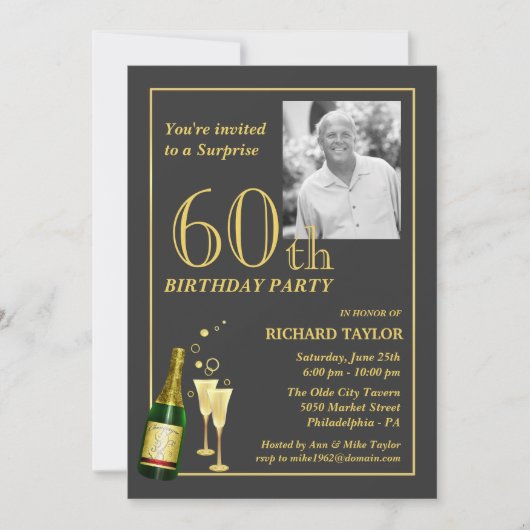 Invitations Customisées à la fête du 60e anniversa (Devant)
