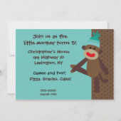 Invitations customisées Boy Sock Monkey 5x7 (Dos)