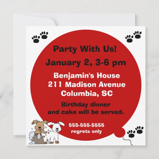 Invitations customisées d'anniversaire de chiot (Dos)