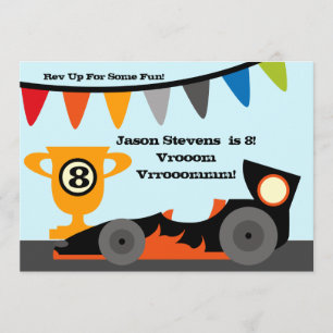 Invitations customisées d'anniversaire de voiture