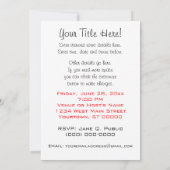 Invitations customisées de partie de style d'art (Dos)