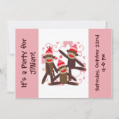 Invitations customisées du singe 5x7 de chaussette (Devant)