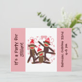 Invitations customisées du singe 5x7 de chaussette (Debout devant)