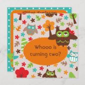 Invitations customisés d'anniversaire de hibou de (Devant / Derrière)