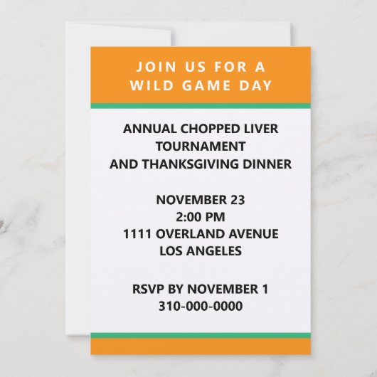 Invitations d'action de grâce (Dos)