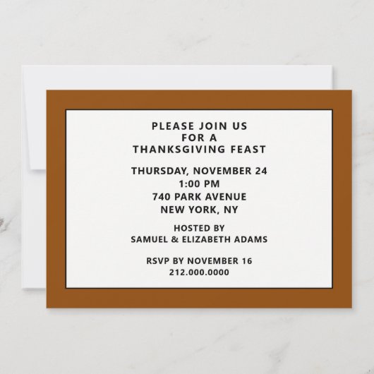 Invitations d'action de grâce (Dos)