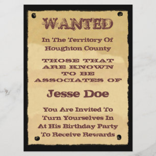 Invitations d'affiches Recherchées à la Western Th