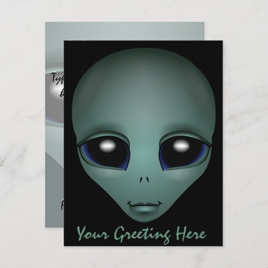 Invitations d'Aliens Personnalisé Cute Alien Art R (Devant / Derrière)