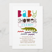 Invitations d'Alligator Baby Shower (Devant / Derrière)