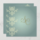 Invitations Damas + bleu argenté/mariage (Devant / Derrière)