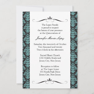 Invitations Damask Quinceanera