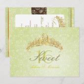 Invitations Damask Sweet 16/tiara/peridot vert (Devant / Derrière)