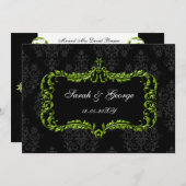 invitations damassés noirs et verts (Devant / Derrière)