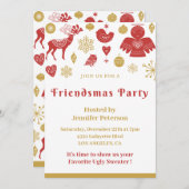 Invitations d'amis Noël Or nordique (Devant / Derrière)