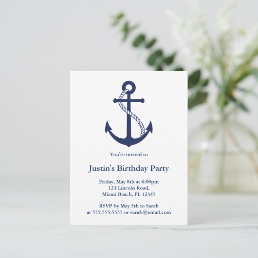 Invitations d'Ancre bleu marine moderne (Debout devant)