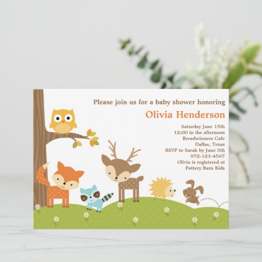 Invitations d'animaux de bois mignons (Debout devant)