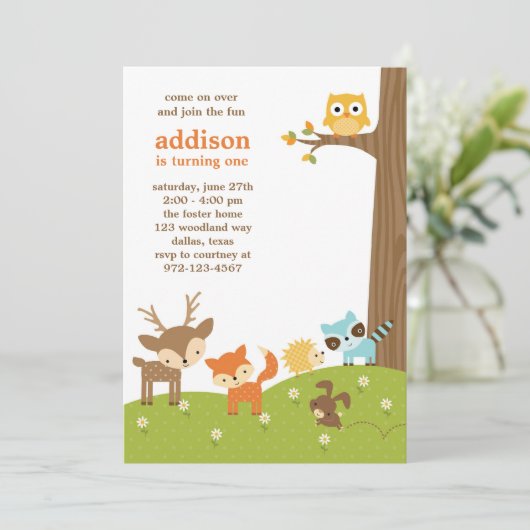 Invitations d'animaux de bois mignons (Debout devant)