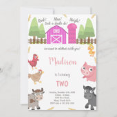 Invitations d'animaux de ferme roses (Devant)