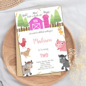 Invitations d'animaux de ferme roses