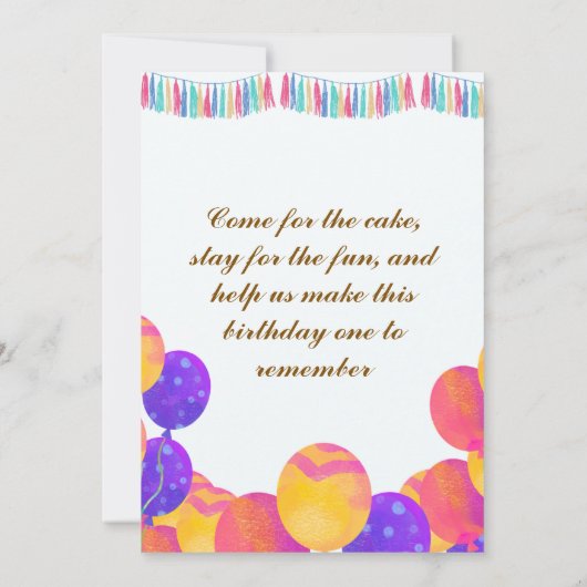 Invitations d'anniversaire (Dos)