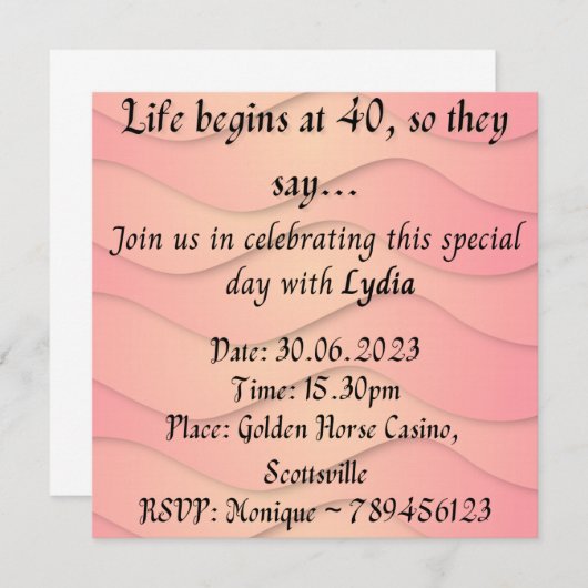 Invitations d'anniversaire (Devant / Derrière)