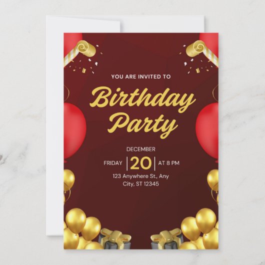 Invitations d'anniversaire (Dos)