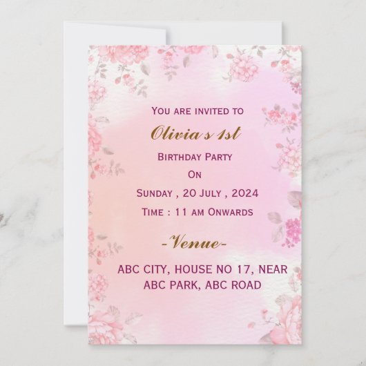 Invitations d'anniversaire (Devant)